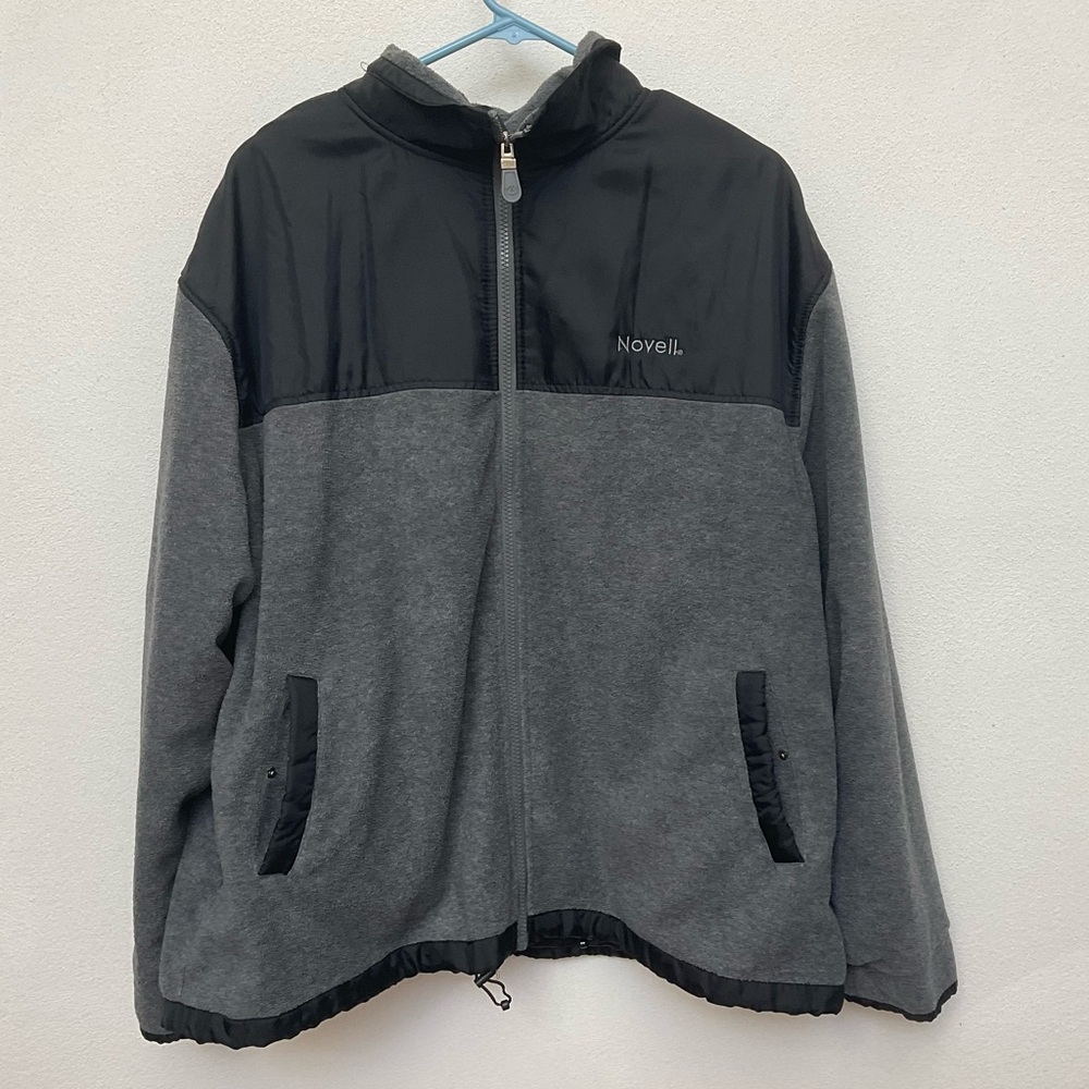 Baru Sports Grey Fleece Jacket Lined with Black Nylon Full Zip Size XL Men's - Picture 1 of 6